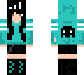 girl in cyan hoodie