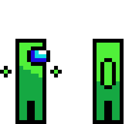 lime green tiny among us whit hands