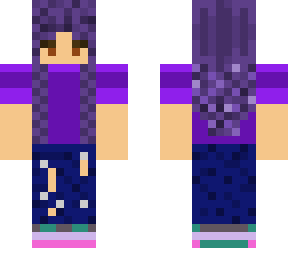 purple hair hair with jeans and shirt stuff random skin i made