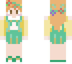 green and yellow with flower crown