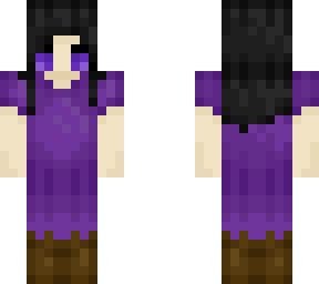 black haired girl with purple dress