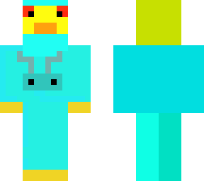 evil duck wearing a bug onesie