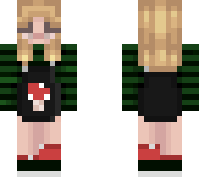 blonde girl with overalls and mushroom (black version)