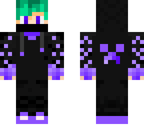 purple gamer with green hair