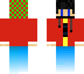 red hoodie try hard (with blue pants)