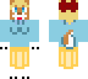 eileen's blue turtleneck with yellow skirt 2