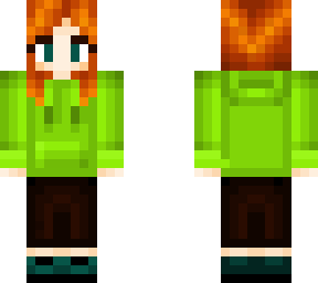 green hoodie girl with headphones