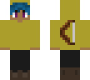 yellow hoodie blue hair
