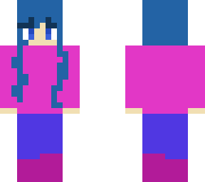 pink outfit and blue hair girl...