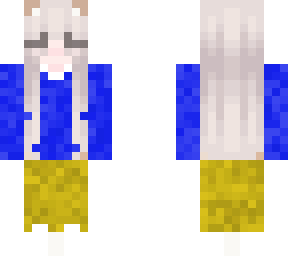 blue shirt yellow jeans white shoes