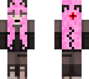 dark cat girl with pink hair