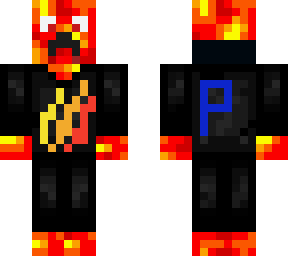 prestonplayz with red eyes and blue p on the back