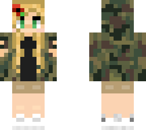 blonde girl in camo