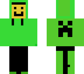 boy with green creeper hoodie