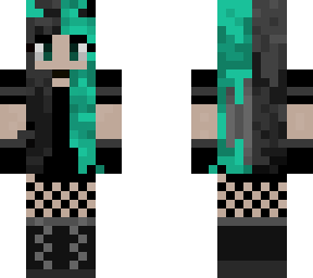 teal/light blue demon e girl