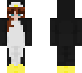 amber hair e-girl n a penguin onesie