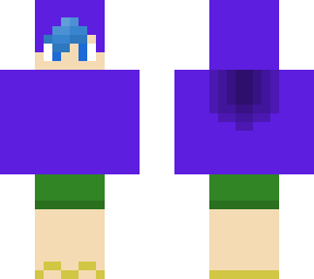 blue haired and blue (with a hint of purple) hoodir