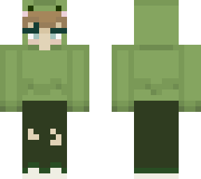 person with a frog hoodie