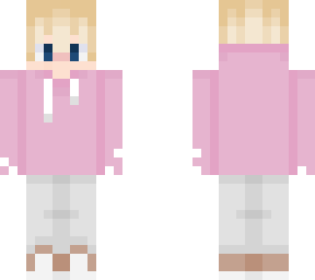 blonde boi with pink hoodie