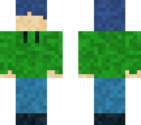 casual minecraft skin but with blue hair