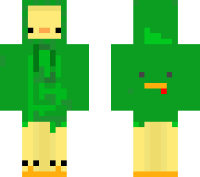 duck in a green hoodie
