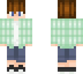 boy in mint plaid with brown hair
