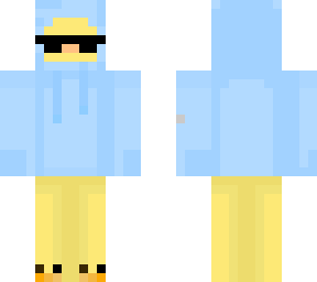 blue hoody duck if sun glasses