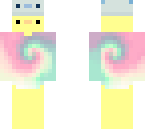 duck with tie dye hoodie with axolotl hat