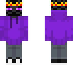 enderman wearing purple hoodie and crown