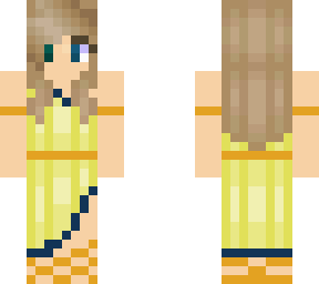 girl with blonde hair in yellow and blue dress
