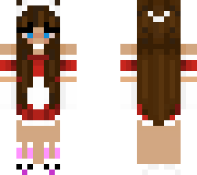 girl in red maid dress