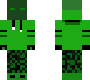 green demon in hoodie