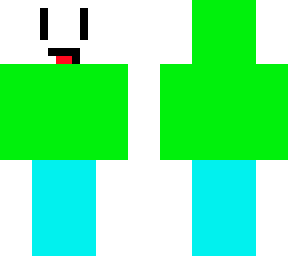 man in green hoodie and light blue/cyan pants