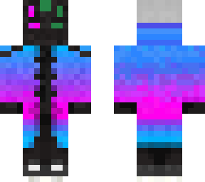 pink and blue with green eye