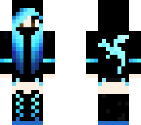 blue and black gamer girl with dragon hoodie