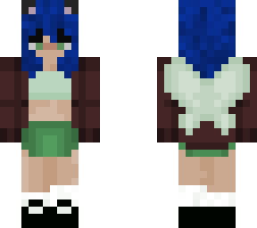 fairy grunge blue hair green eyes girl green skirt crop top