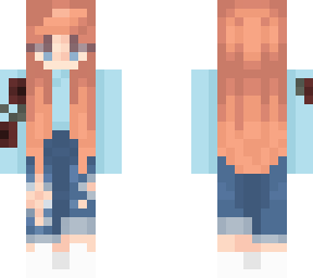 red head jeans blue
