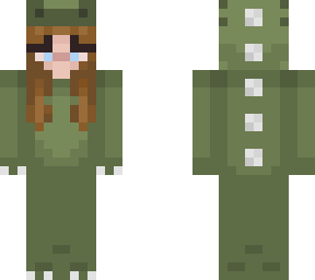 dinosaur onesie w/ blue eyes and brown hair