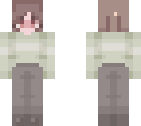human with a green striped sweater and brown pants :)