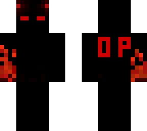op fiery red skin with red horns and eyes