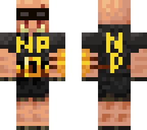 piglin  brute with np logo and sunglasses