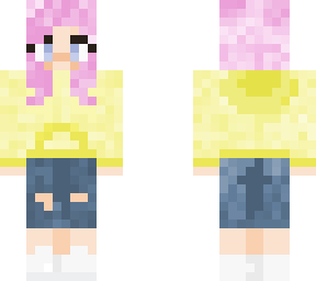 pink hair yellow hoodie