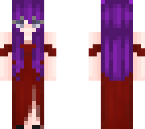 purple hair red dress