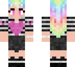 rainbow hair with heart shirt