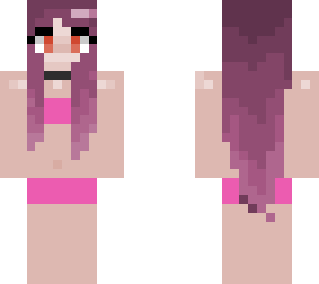 purple hair girl in swimwear