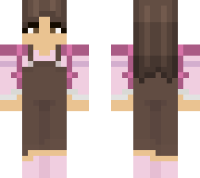 pink with brown overalls