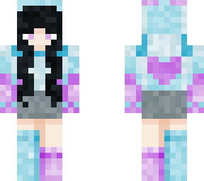 purple & blue teddy bear girl - black haired