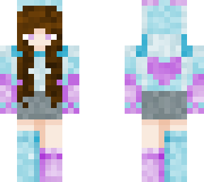 purple & blue teddy bear girl - brunette