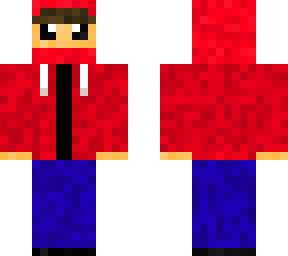 red hoodie man with blue jeans