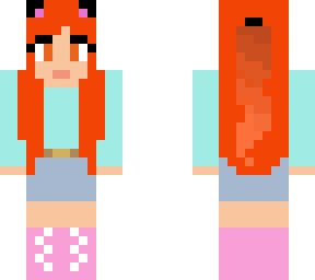 cute redhead cat girl with headphones